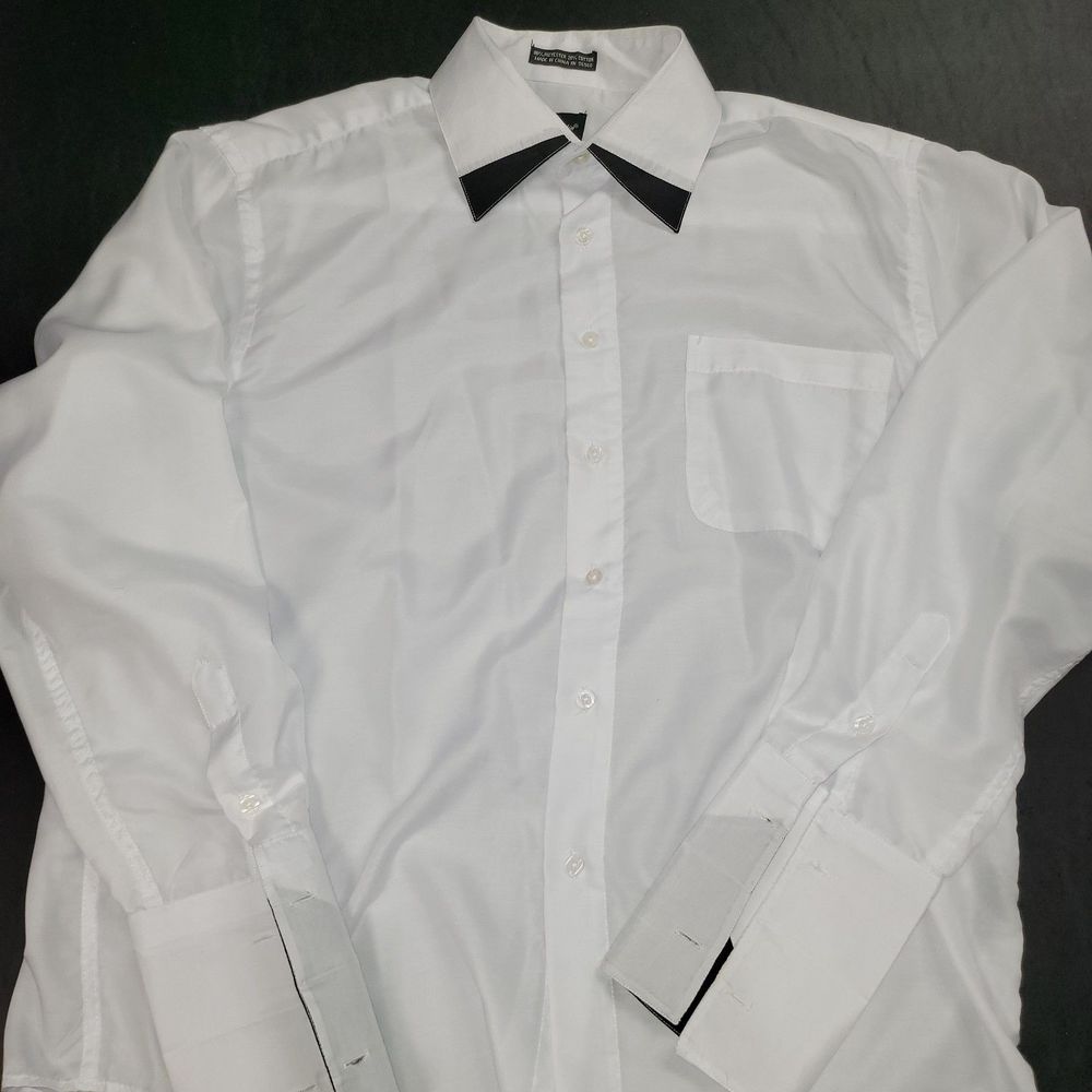 George Martin Designer Dress Shirt Mens 15 32/33 Button Long Sleeve Barrel Cuff
